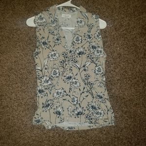 Sleeveless Floral Calvin Klein collared top